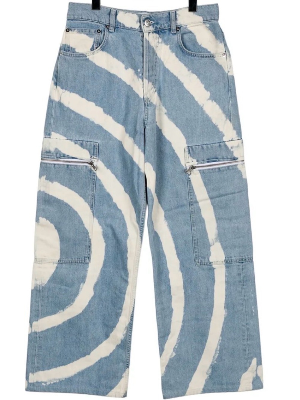 Ganni Blackstone spiral-bleached cargo jeans